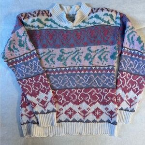 Vintage Cotton Colorful Patterned Sweater